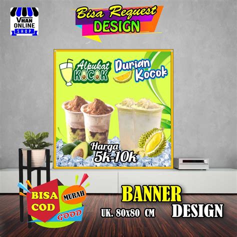 Jual Spanduk Banner Jualan Durian Kocok Dan Alpukat Kocok Model Kotak