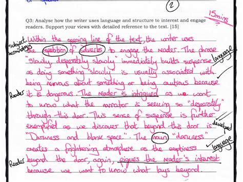 gcse english edexcel   paper  language  structure question