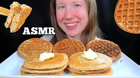 Asmr Pancakes And Waffles Mukbang No Talking Eating Sounds Youtube