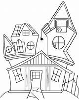 Haunted Halloween Printable Coloring House Sheets Houses Drawing Choose Board sketch template
