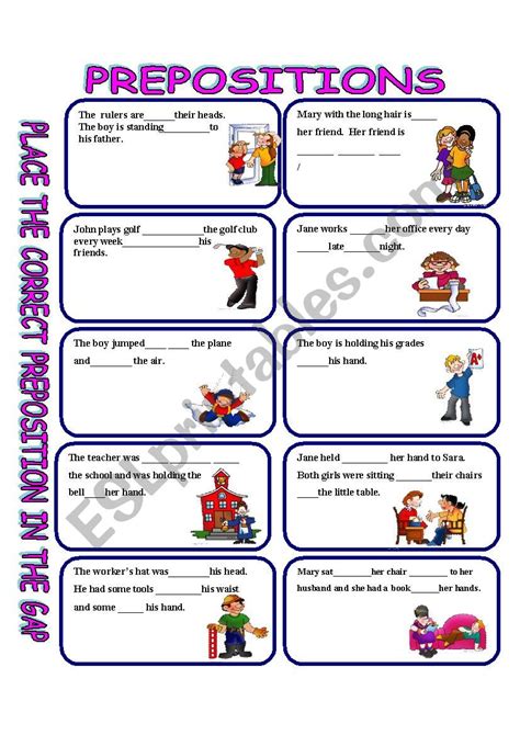 prepositions answer key included esl worksheet  giovanni