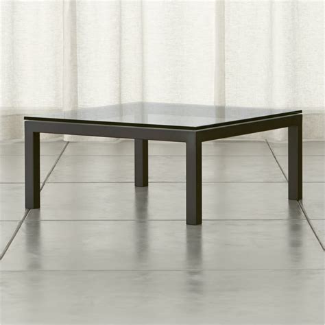 Parsons Square Dark Steel Coffee Table With Clear Glass