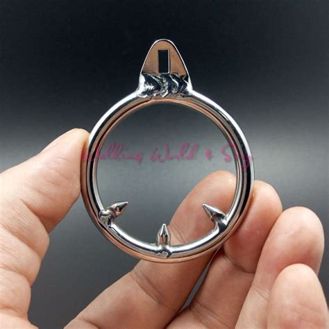 s m l size stainless steel cock ring male chastity device with thorn