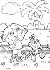 Dora Boots Coloring Monkey Explorer Pages Color Kleurplaat Hellokids Train Print sketch template
