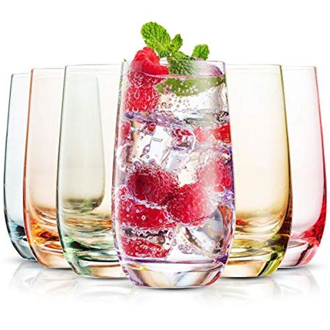 mitbak 13 oz colored highball glasses set of 6 lead free drinking