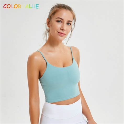 colorvalue new quick dry padded fitness bras crop tops women solid vest