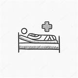 Ziekenhuisbed Tekenen Liggend Schets Rastudio Stockvector Pictogram sketch template