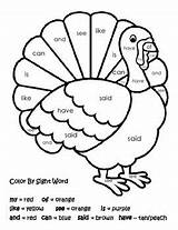 Thanksgiving Sight Color Word Words Number First Turkey Coloring Worksheets Pages Printables Teacherspayteachers Preschool Simple Preview Kittybabylove sketch template