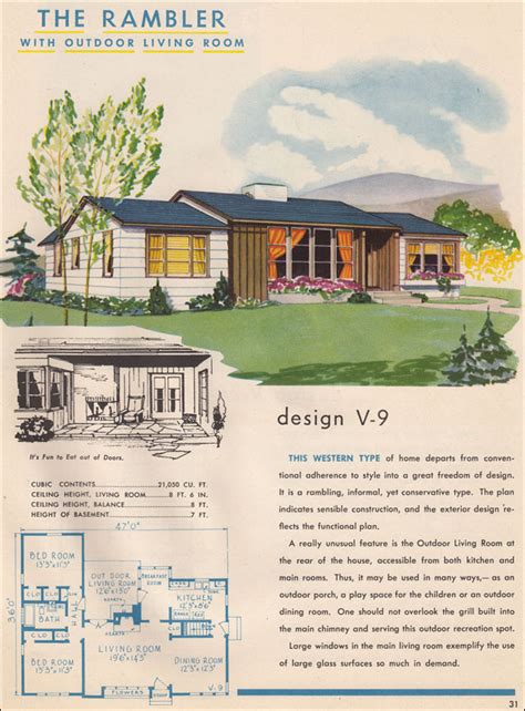 western rambler house plan  style trends national plan service mcm design rambler