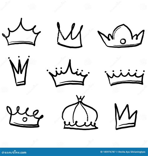 hand drawn sketch crown simple graffiti crowning elegant queen  king crowns hand drawn