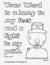 Coloring Psalm Lamp Pages Kids Feet 119 105 Word School Sunday Bible Sheet Kid Printable Verse Unto Children Adron Mr sketch template
