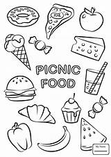 Picnic Blanket Coloring Pages Getdrawings Drawing Food sketch template