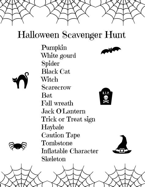 printable halloween scavenger hunt  printable