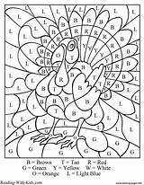 Number Color Coloring Turkey Thanksgiving Pages Letter Printable sketch template