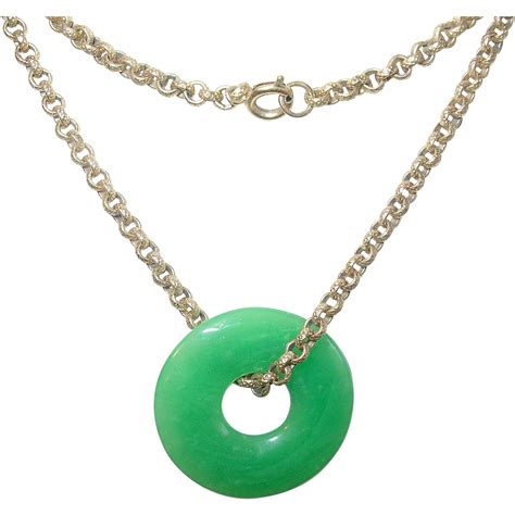 vintage gold filled jade pendant necklace  robbiaantique  ruby lane