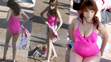 pretty in pink anna kendrick amazes in one piece swimsuit
