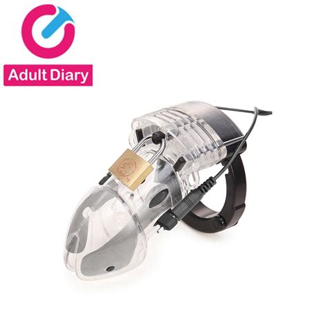adult diary electric shock cock cage penis ring electro sex chastity