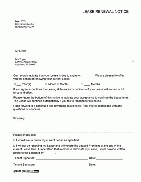 residential lease renewal letter gotilo