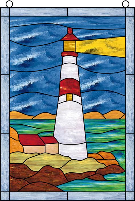 Window Film Stained Glass Lighthouse Sky Water