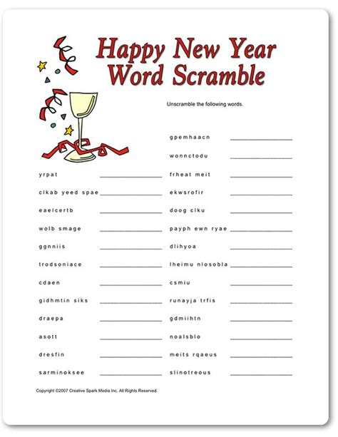 word search printable  year