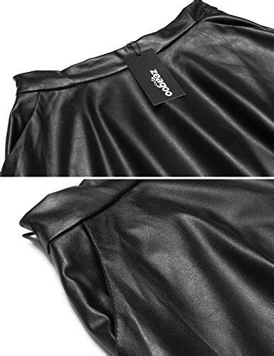 Faux Leather Pleated Elastic Waist Midi Pu Crossdressing Skirt 3