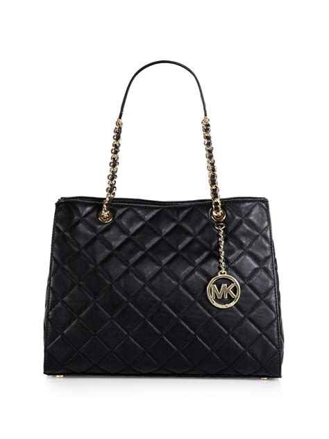 lyst michael michael kors susannah large quilted tote  black