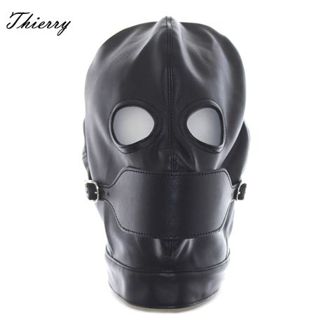 thierry fetish sensory deprivation bondage head hood with open eyes and