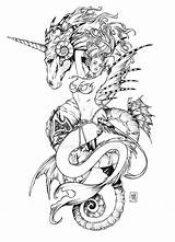 Mermaid Tattoo Coloring Pages Unicorn Drawing Tattoos Percy Sketch Body Drawings Octopus Steampunk Cute Zebra Baby Snake Seahorse Horse Uncolored sketch template