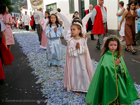 pictures  portugal azores  girls   flower procession furnas sao miguel