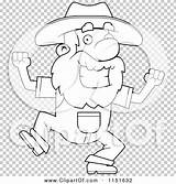 Prospector Dancing Happy Man Outlined Coloring Clipart Vector Cartoon Cory Thoman sketch template