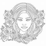 Coloring Pages Color Therapy Book Colouring Blank Drawing Girl Roses Tangled Choose Board App sketch template