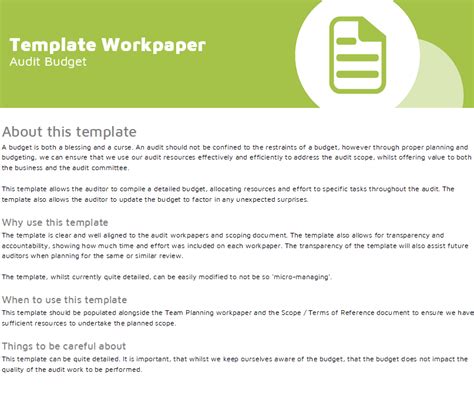 audit working papers template