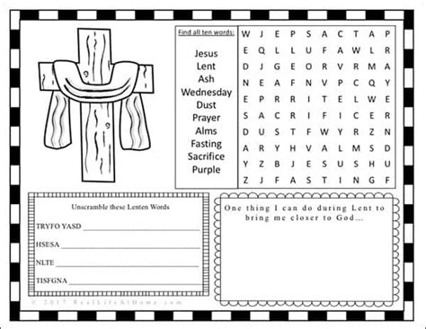 printable lent worksheets printable word searches