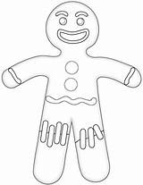 Gingerbread Man Coloring Pages Drawing Printable Christmas Categories sketch template