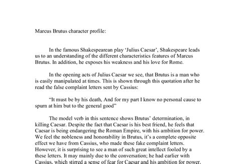 Marcus Brutus Character Profile Gcse English Marked By