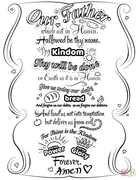 lords prayer doodle coloring page  printable coloring pages