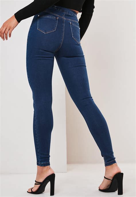 tall blue vice high waisted skinny jeans missguided ireland
