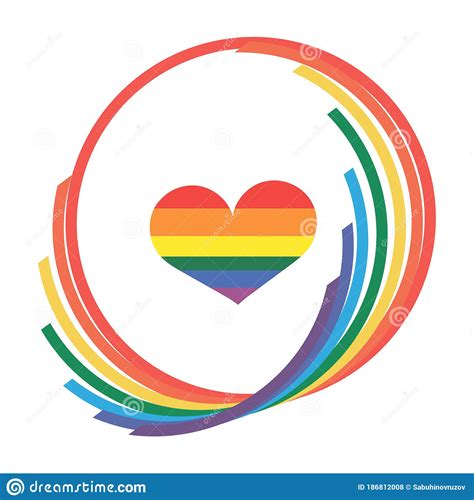 lgbt heart logo in rainbow circle isolated on white background vector