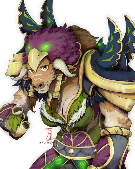 Artstation Warcraft Female Tauren Druid Fanart By Halimunali Halimun