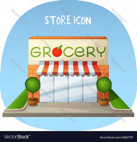 store icon grocery shop market building cartoon vector image