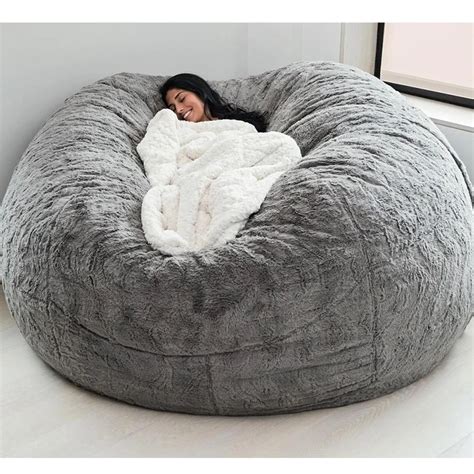 dropshipping ft giant bont bean bag cover grote ronde zachte pluizige faux fur zitzak luie sofa