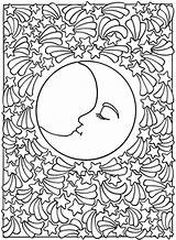 Coloring Pages Celestial Stars Moon Adult Teens Sun Do Sky Mandala Pobrania Kolorowanki Druku Dla Starry Kids Dorosłych Księżyc Designlooter sketch template