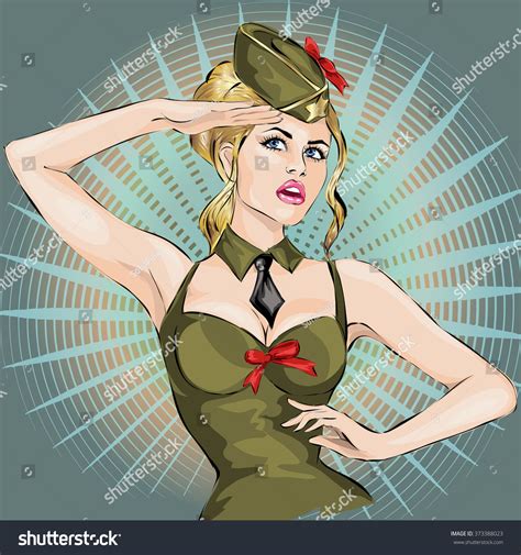 pin up sexy girl in military uniform saluting 23 february men s day vector illustration
