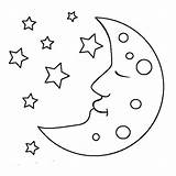 Moon Coloring Clipart Sleeping Clip Sky Cute Library sketch template