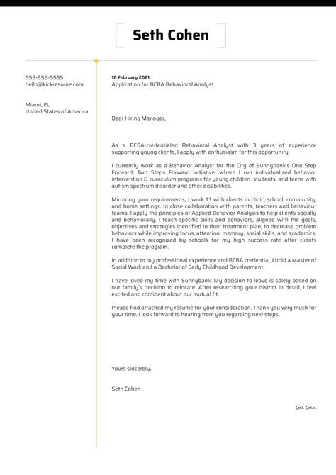 bcba behavioral analyst cover letter template kickresume