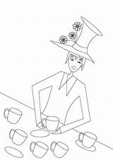 Coloring Hatter Mad Tea Six Cups Colorluna sketch template