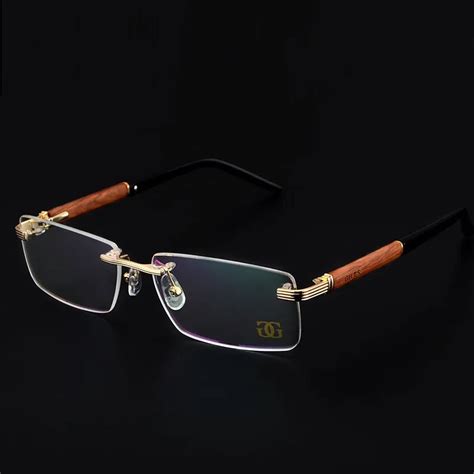Buy Vazrobe Brand Gold Wood Glasses Men Metal Rimless
