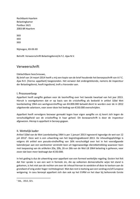 practicum verweerschrift  de casus ajax bv  belastingdienst rota administrativa