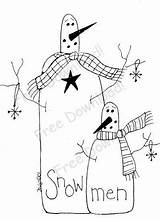 Primitive Snowman Neige Bonhomme Hiver Snowmen Broderie Stitchery Noël Simples Dessins Cailloux sketch template
