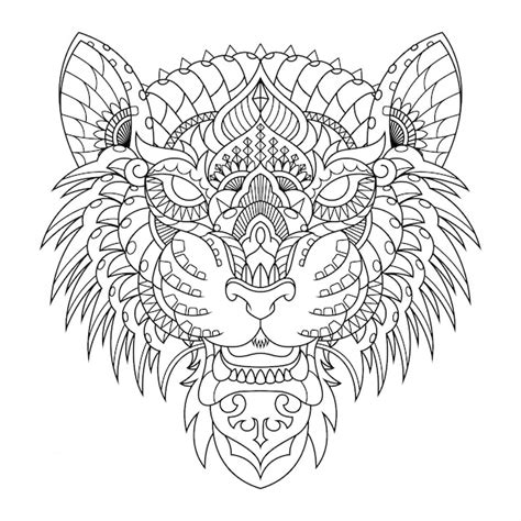 premium vector tiger illustration mandala zentangle  lineal style